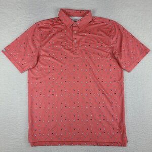 Straight Down Polo Shirt Mens Medium Dark Orange Performance Golf Short Sleeve